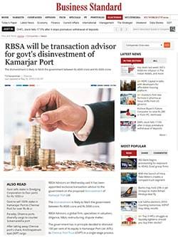 RBSA Advisors - Govt appoints RBSA as transaction advisor for disinvestment of Kamarjar Port Ltd min