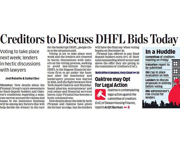 RBSA Advisors - creditors to discuss dhfl bids 2