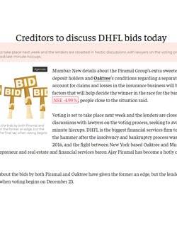 RBSA Advisors - creditors to discuss dhfl bids min