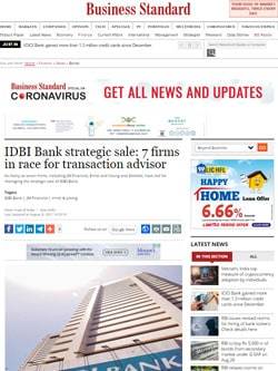 RBSA Advisors - idbi bank strategic sale 7 firms bid min 1