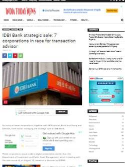RBSA Advisors - idbi bank strategic sale race for transaction advisor min