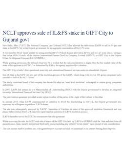 RBSA Advisors - nclt approves sale of ilfs stake in gift city to gujarat govt min
