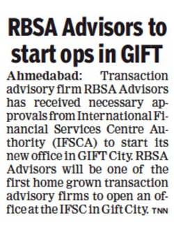 RBSA Advisors - rbsa advisors to start ops in gift min