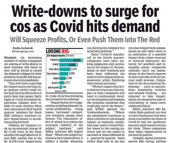 RBSA Advisors - write downs to surge for companies as covid hits demand